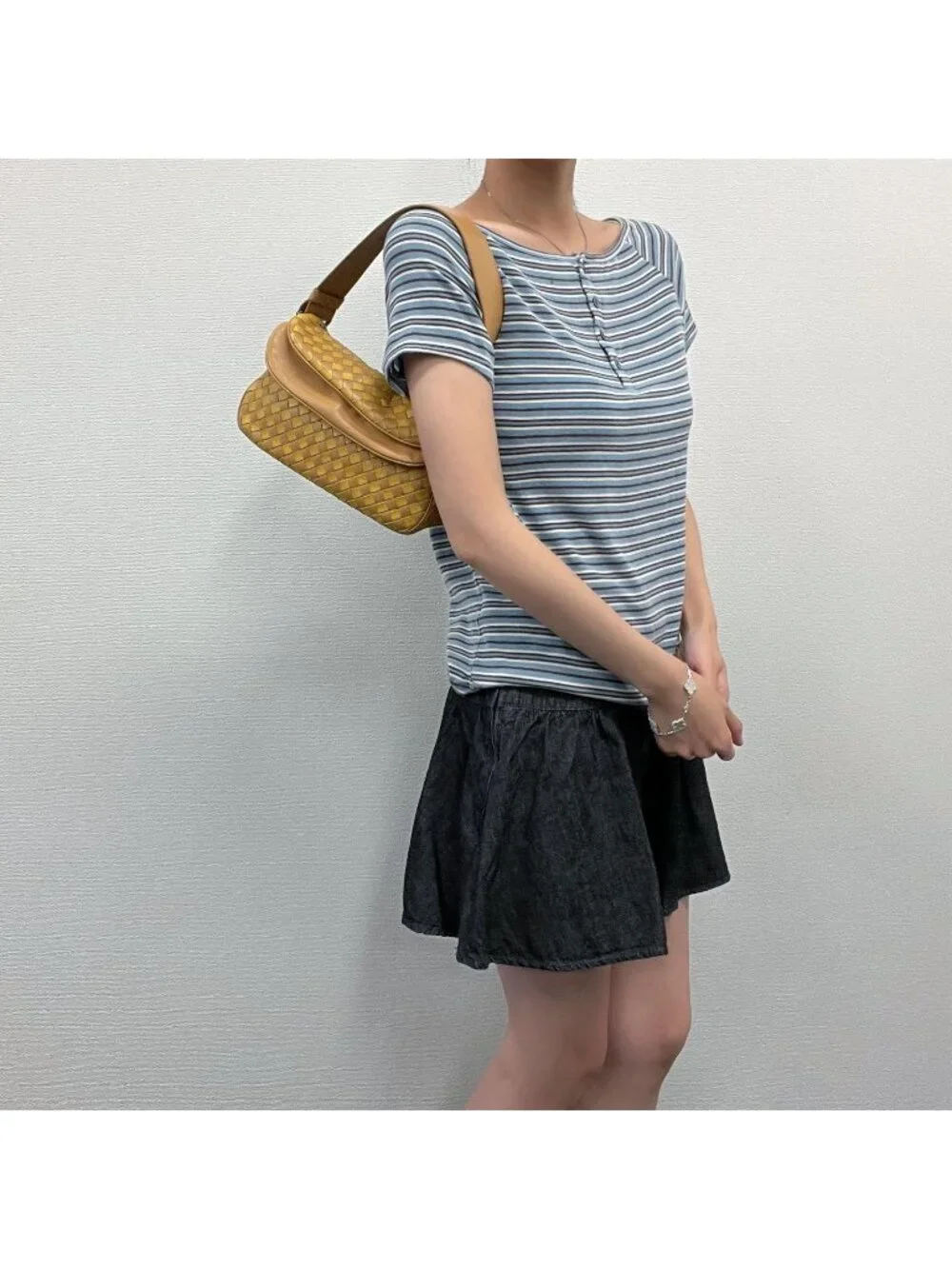 Bottega Veneta Intrecciato Flap Shoulder Bag Leather Yellow Camel Vintage